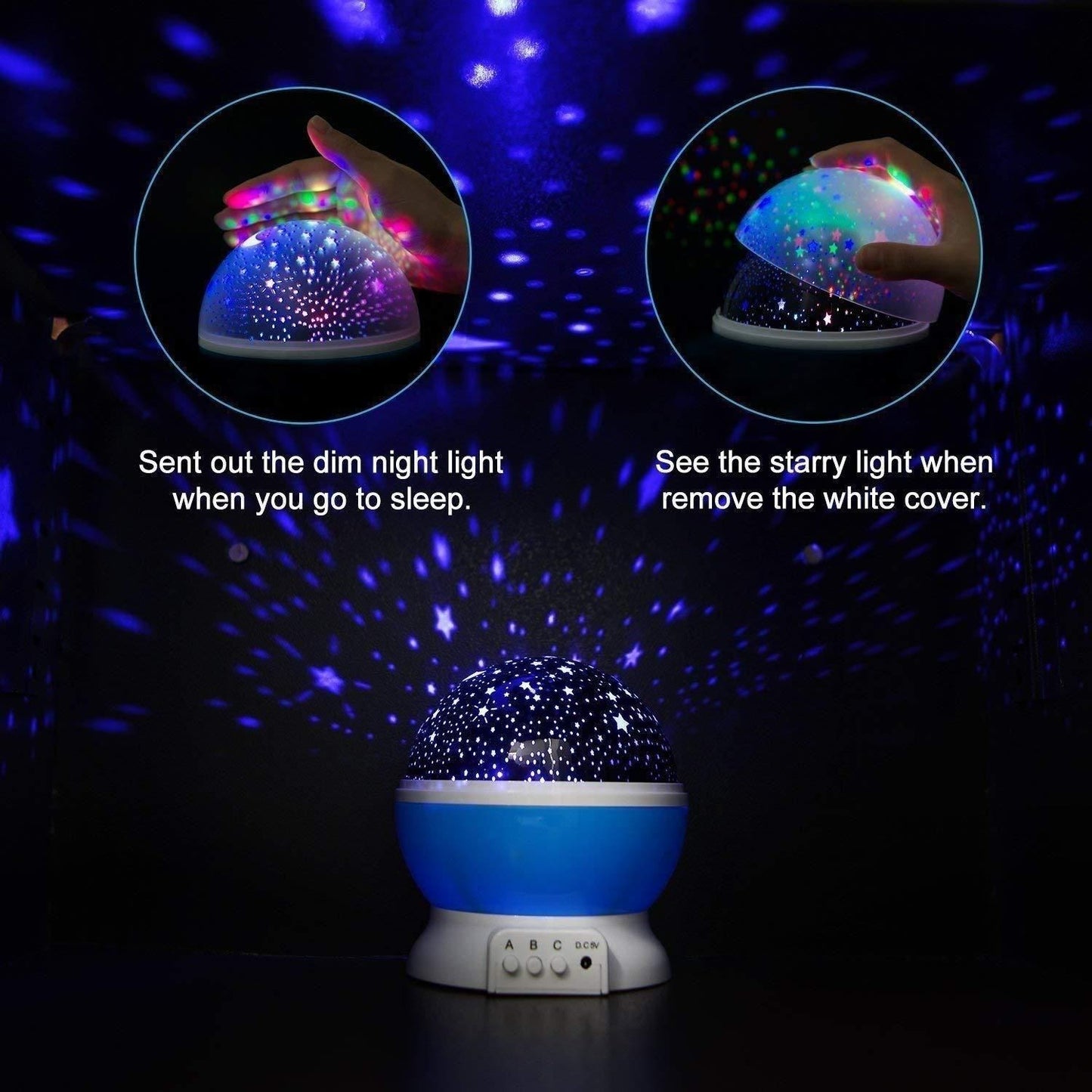 Star Master Rotating 360 Degree Moon Night Light Lamp Projector with Colors and USB Cable,Lamp for Kids Room Night Bulb (Multi Color,Pack of 1)